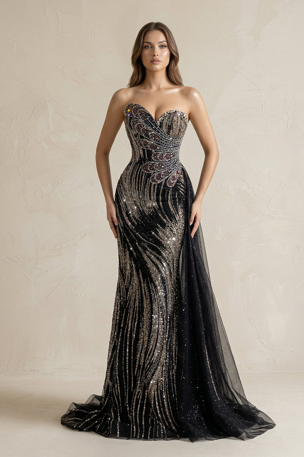 Sparkly Sweetheart Mermaid Sequined Wedding Dress in Black - SHE IS ME Wedding Dresses