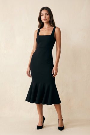 Square Neck Backless Sheath Midi Dress in Black – SHE IS ME Dresses