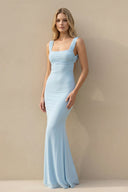 Square Neck Open Back Maxi Dress in Sky Blue - SHE IS ME PROM DRESSES