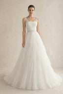 Square Neck Tulle A - Line Wedding Dress with Beaded - SHE IS ME Wedding Dresses