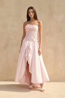 Strapless 3D Floral Appliques Gown in Pink - SHE IS ME