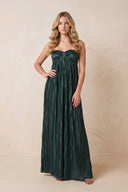 Strapless A - Line Satin Maxi Dress in Dark Green - SHE IS ME Dresses
