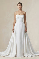 Strapless A - line Satin Wedding Dress in Diamond White - SHE IS ME Wedding Dresses