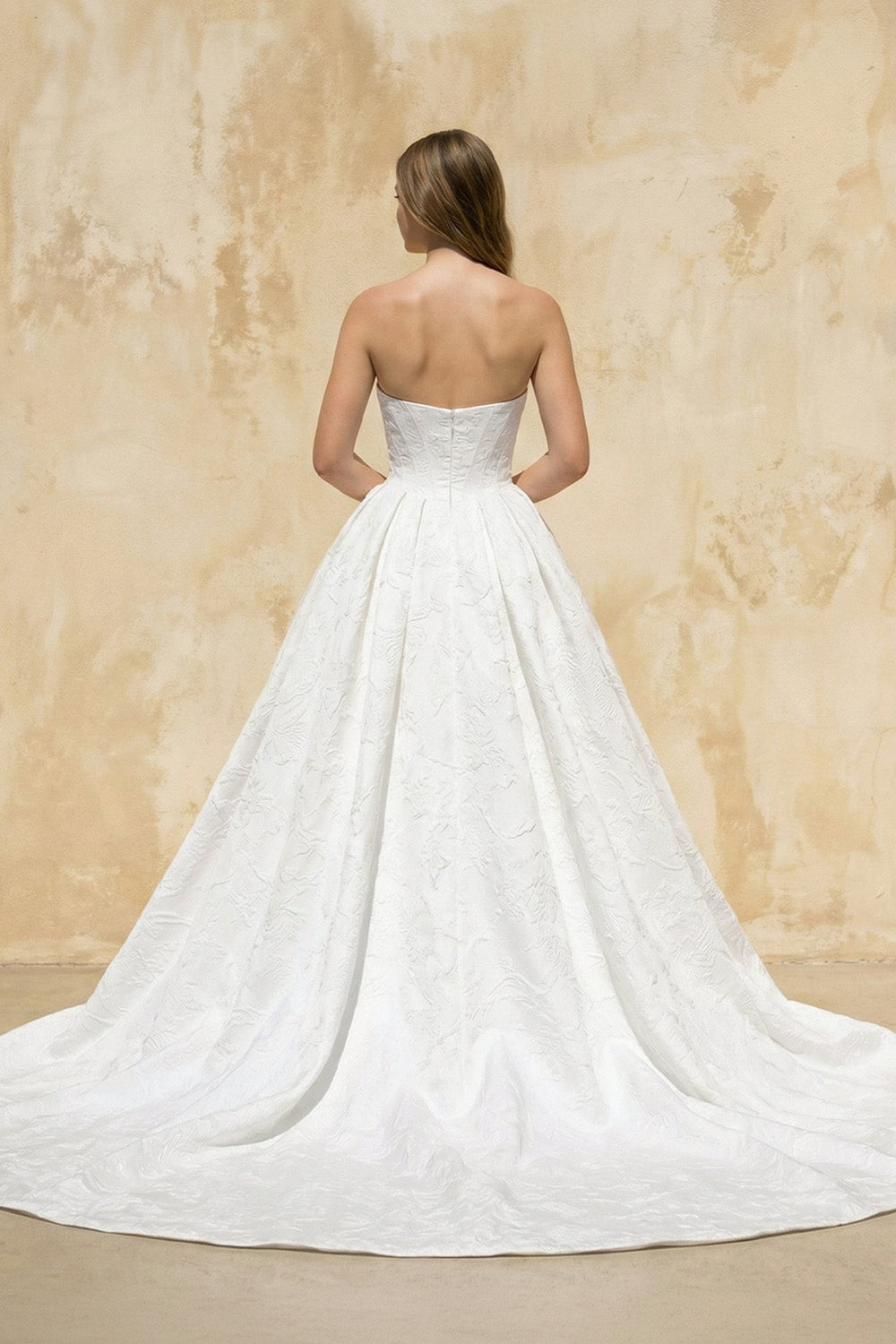 Strapless A Line Satin Wedding Dress in White - SHE IS ME Wedding Dresses