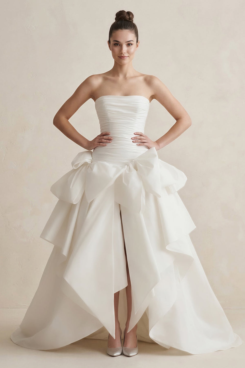 Strapless Amethyst A - Line Wedding Dress in White - SHE IS ME Wedding Dresses