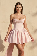 Strapless Bow Back Mini Dress in Pink - SHE IS ME