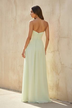 Sheisme - Strapless Cutout Maxi Dress in Mint Green