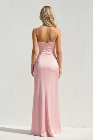 Strapless Cutout Maxi Dress in Pink - SHE IS ME Prom Dresses