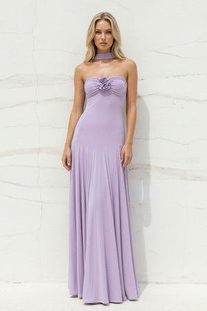 Strapless Gown With Flower in Lilac - SHE IS ME