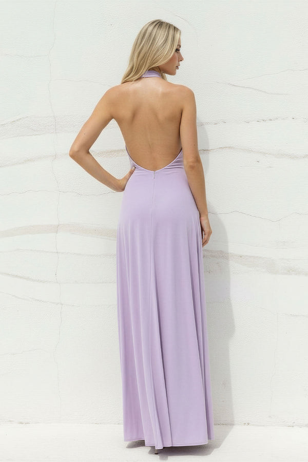 Sheisme-Lilac Strapless A-Line Maxi Flower Evening Formal Dress