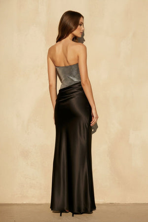 Strapless Maxi Dress With Beading in Black - SHE IS ME