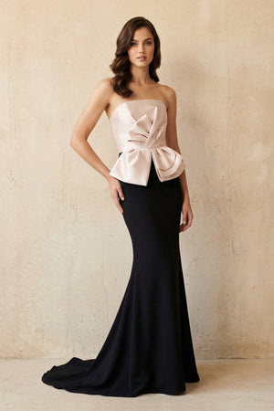 Strapless Mermaid Gown in Black and Pink - SHE IS ME