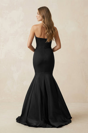 Strapless Mermaid Lace Sweetheart Satin Wedding Dress in Black - SHE IS ME Wedding Dresses