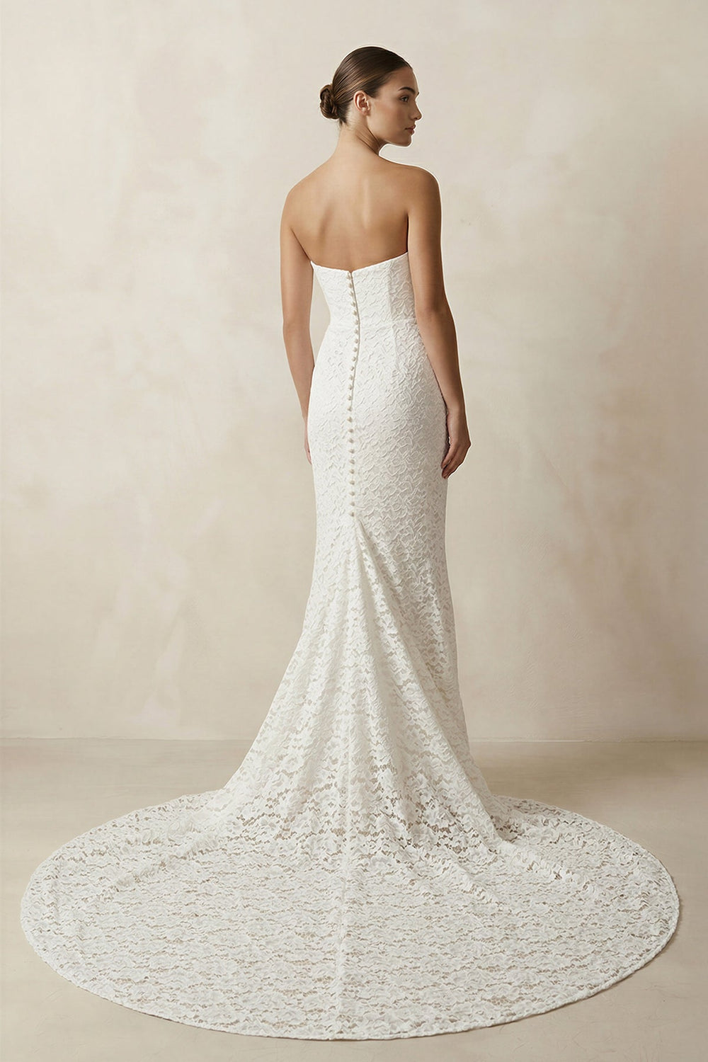 Strapless Mermaid Lace Wedding Dress with Corset in White - SHE IS ME Wedding Dresses
