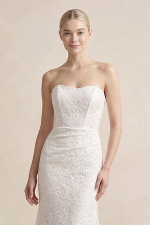 Strapless Mermaid Lace Wedding Dress with Corset in White