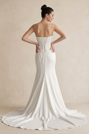 Strapless Mermaid Satin Maxi Wedding Dress in White