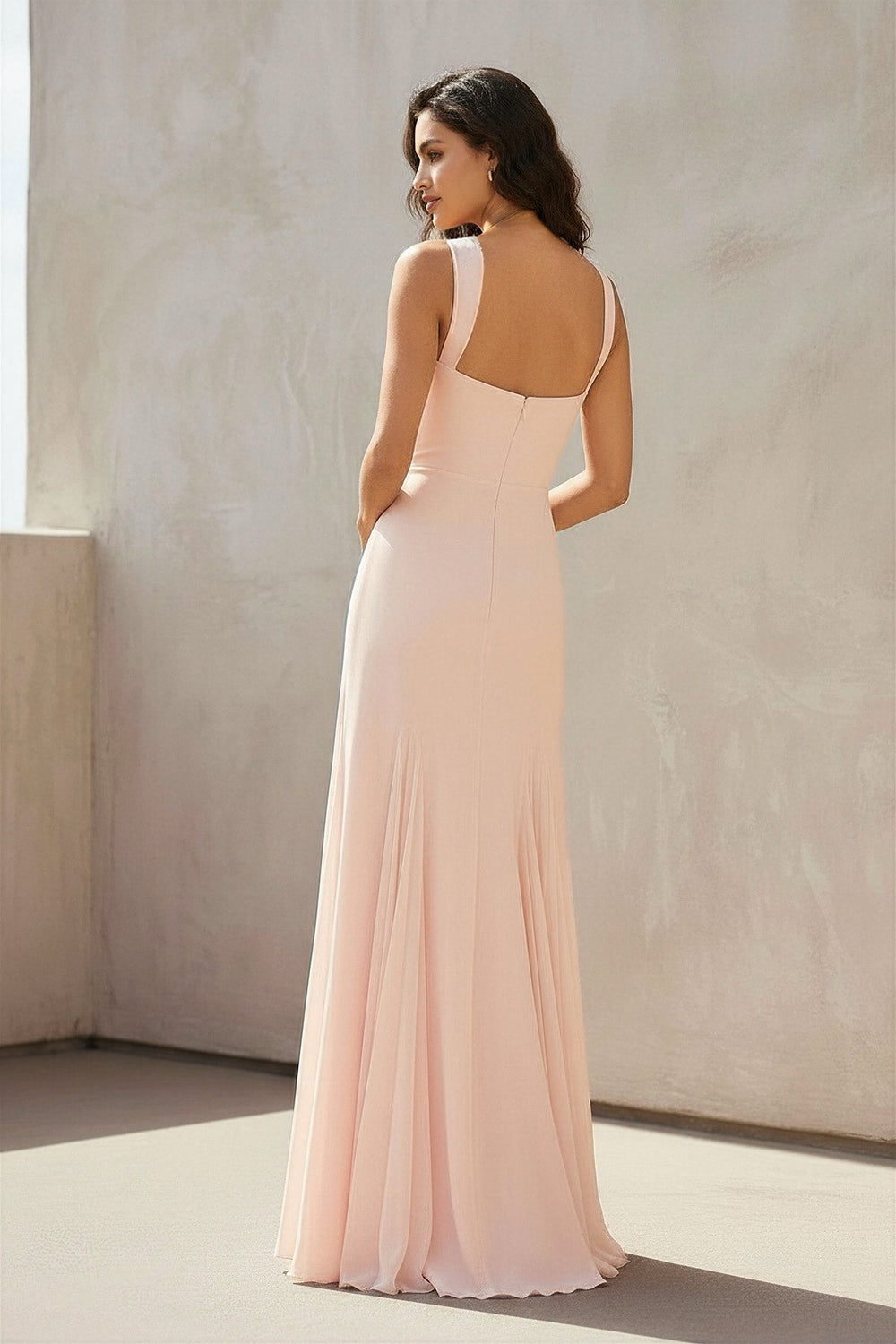 Strapless Pleated Sheath Gown in Blush Pink - SHE IS ME PROM DRESSES