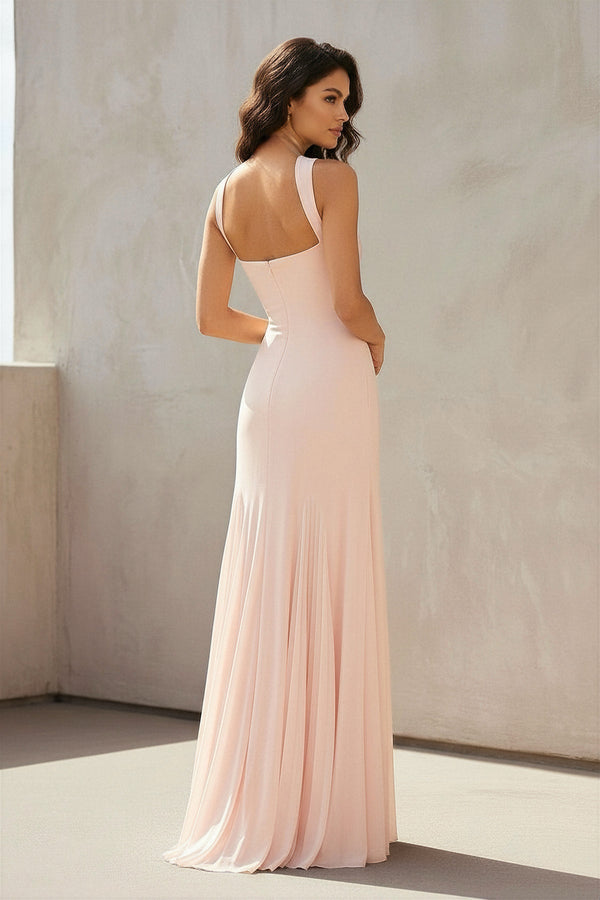 Strapless Pleated Sheath Gown in Blush Pink - SHE IS ME PROM DRESSES