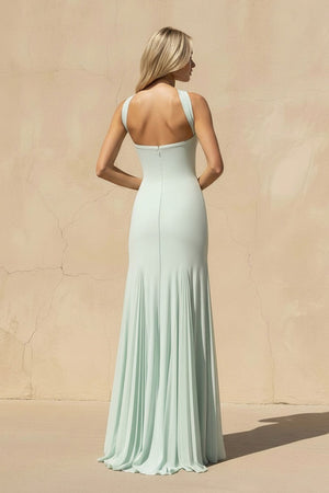 Strapless Pleated Sheath Gown in Mint Green - SHE IS ME PROM DRESSES