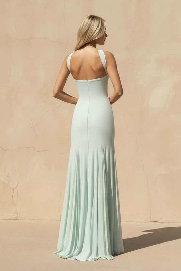 Strapless Pleated Sheath Gown in Mint Green - SHE IS ME PROM DRESSES