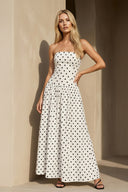 Strapless Polka Dot Maxi Dress in White - SHE IS ME