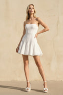 Strapless Ruffled Mini Dress in White - SHE IS ME