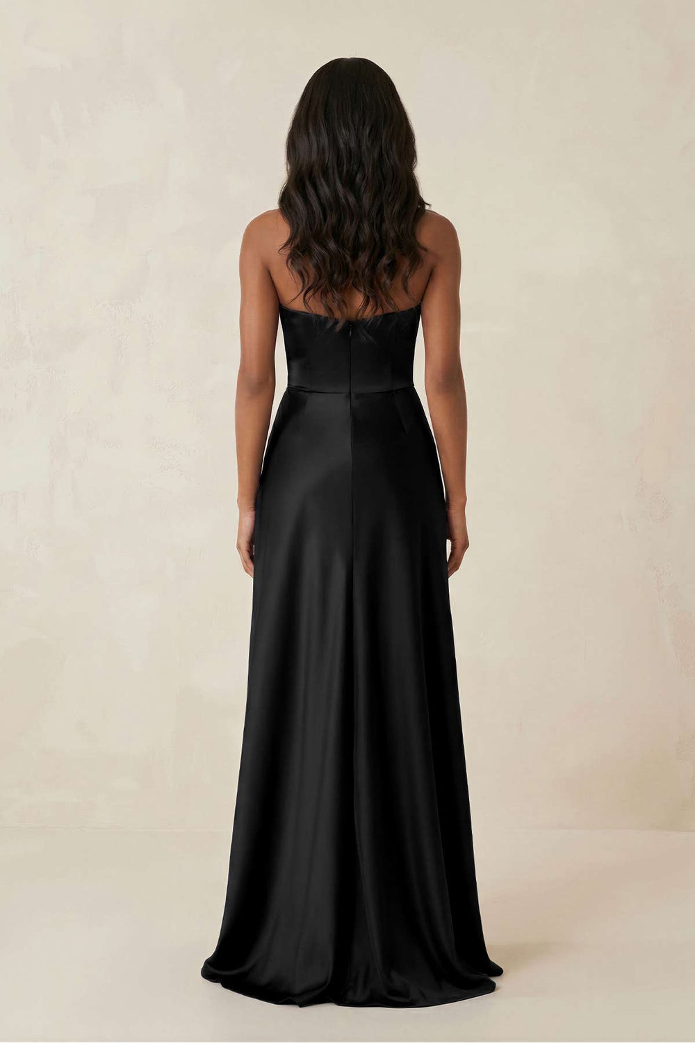 Strapless Ruffled Sheath Bridesmaid Dress in Black - SHE IS ME Bridesmaid Dresses
