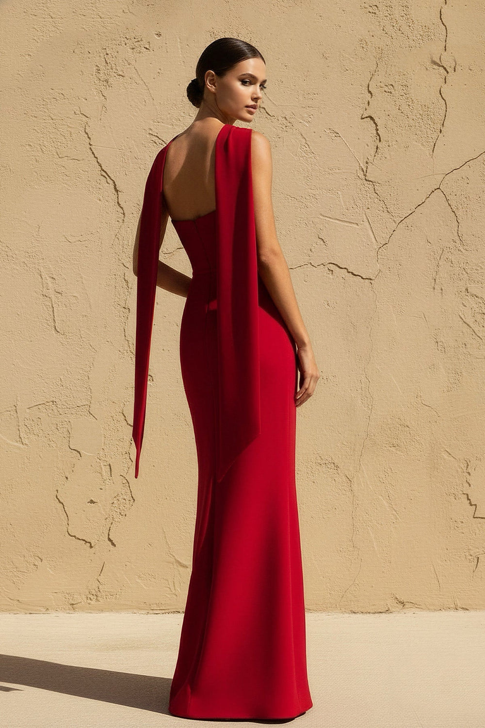 Strapless Scarf - Draped Maxi Dress in Red - SHE IS ME PROM DRESSES