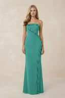 Strapless Ruffled Sheath Bridesmaid Dress in Sea Glass - SHE IS ME Bridesmaid Dresses