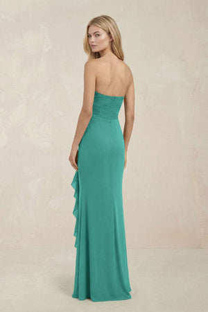 Strapless Ruffled Sheath Bridesmaid Dress in Sea Glass - SHE IS ME Bridesmaid Dresses