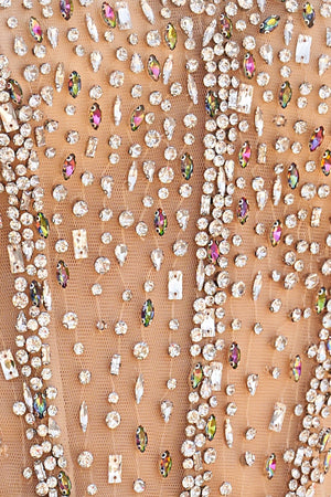 Strapless Sequins Mini Dress With Beading in Champagne - SHE IS ME