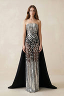 Strapless Sequins Sheath Wedding Dress With Train in Black - SHE IS ME Wedding Dresses