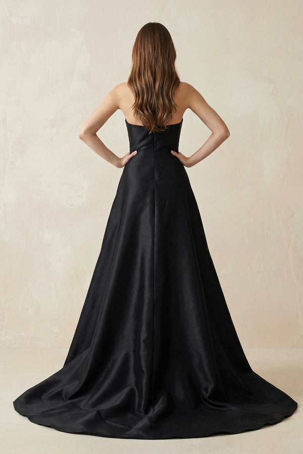 Strapless Sequins Sheath Wedding Dress With Train in Black - SHE IS ME Wedding Dresses