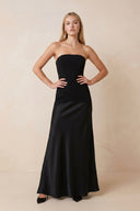 Strapless Sheath Matte Satin Maxi Dress in Black – SHE IS ME Dresses