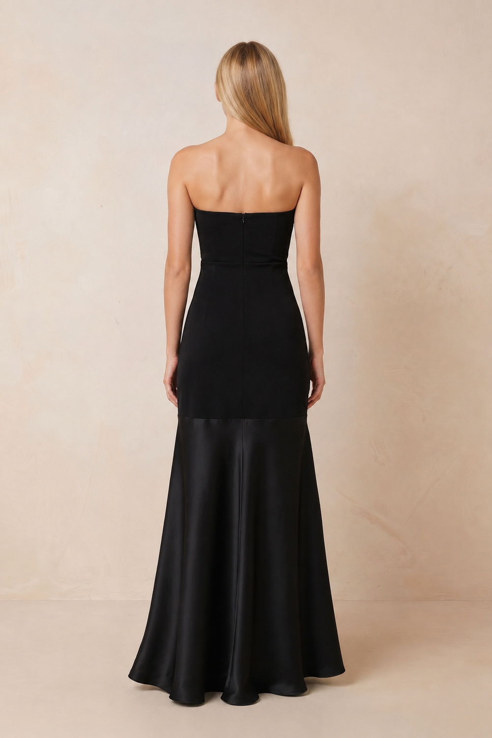 Strapless Sheath Matte Satin Maxi Dress in Black – SHE IS ME Dresses