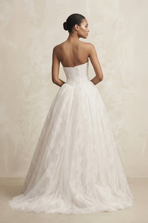 Strapless Tulle Basque Waist Ball Gown Wedding Dress in Ivory - SHE IS ME Wedding Dresses