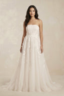 Strapless Tulle Corset A - Line Appliqued Wedding Dress in Ivory - SHE IS ME Wedding Dresses