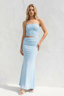 Strapless Two - Piece Pleated Maxi Dress in Sky Blue - SHE IS ME