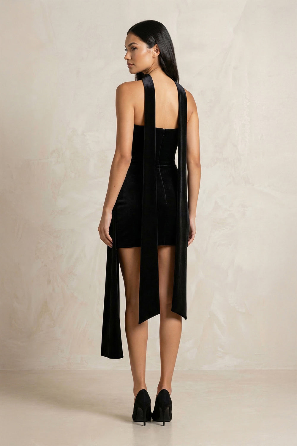 Strapless Velvet Mini Dress in Black - SHE IS ME