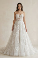 Sweetheart A - Line Appliqued Corset Wedding Dress in Ivory - SHE IS ME Wedding Dresses