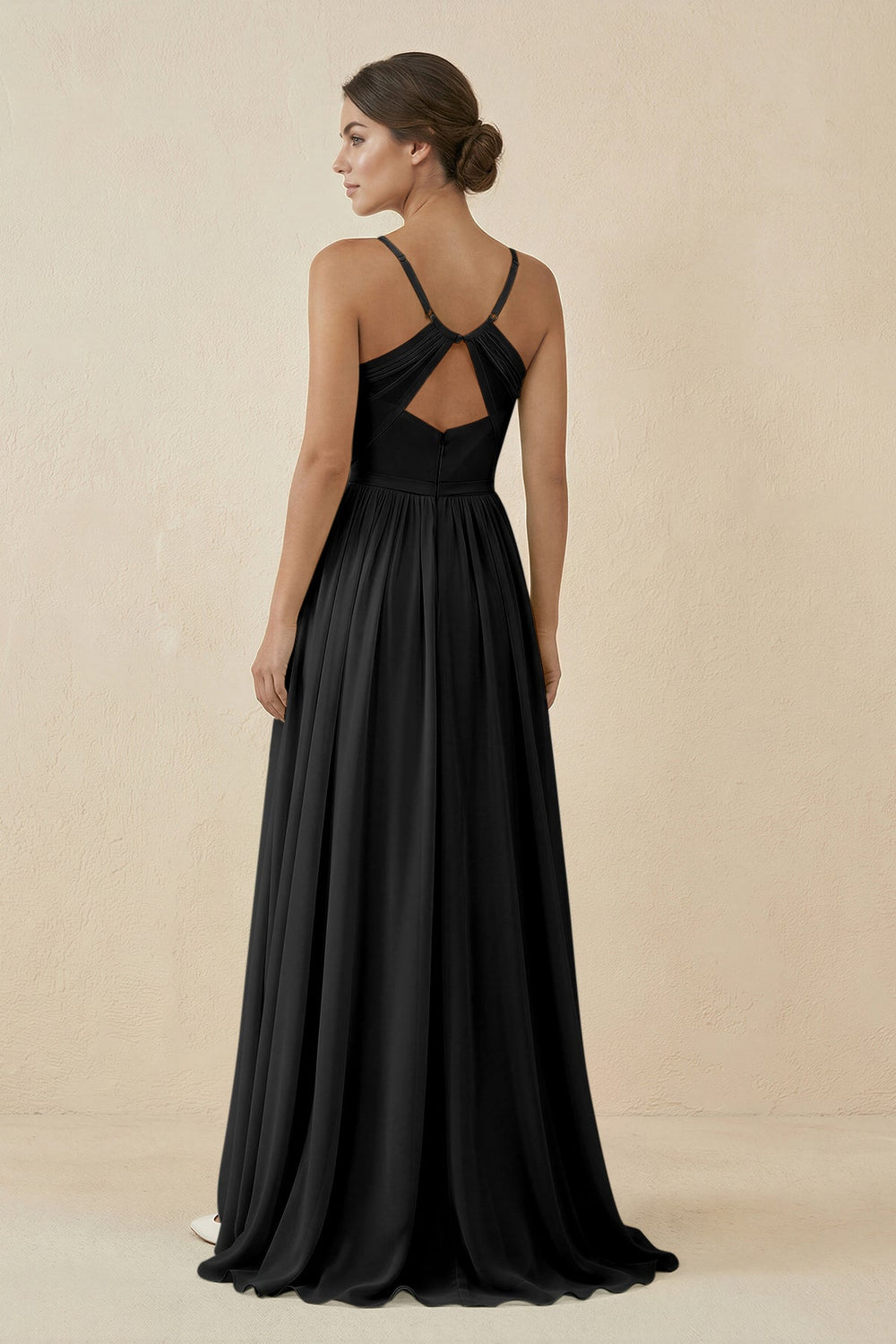 Sweetheart A - Line Chiffon Bridesmaid Dress in Black - SHE IS ME Bridesmaid Dresses