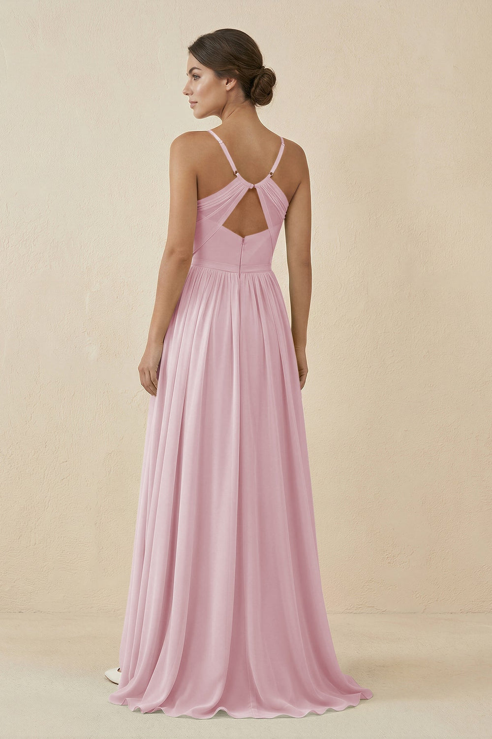 Sweetheart A - Line Chiffon Bridesmaid Dress in Candy Pink - SHE IS ME Bridesmaid Dresses