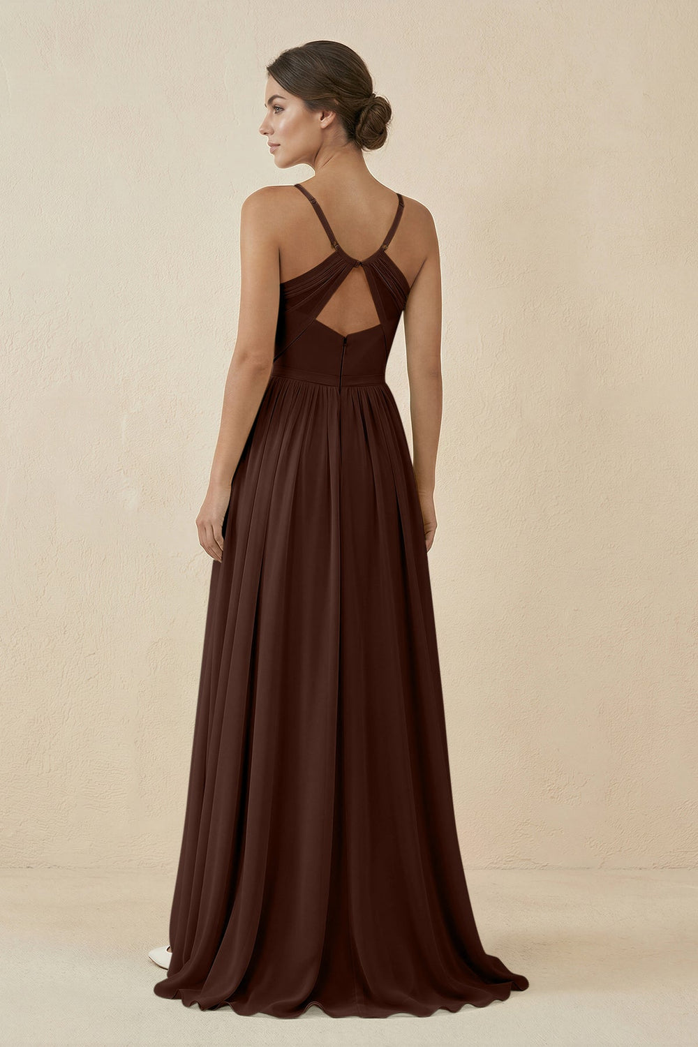 Sweetheart A - Line Chiffon Bridesmaid Dress in Espresso - SHE IS ME Bridesmaid Dresses