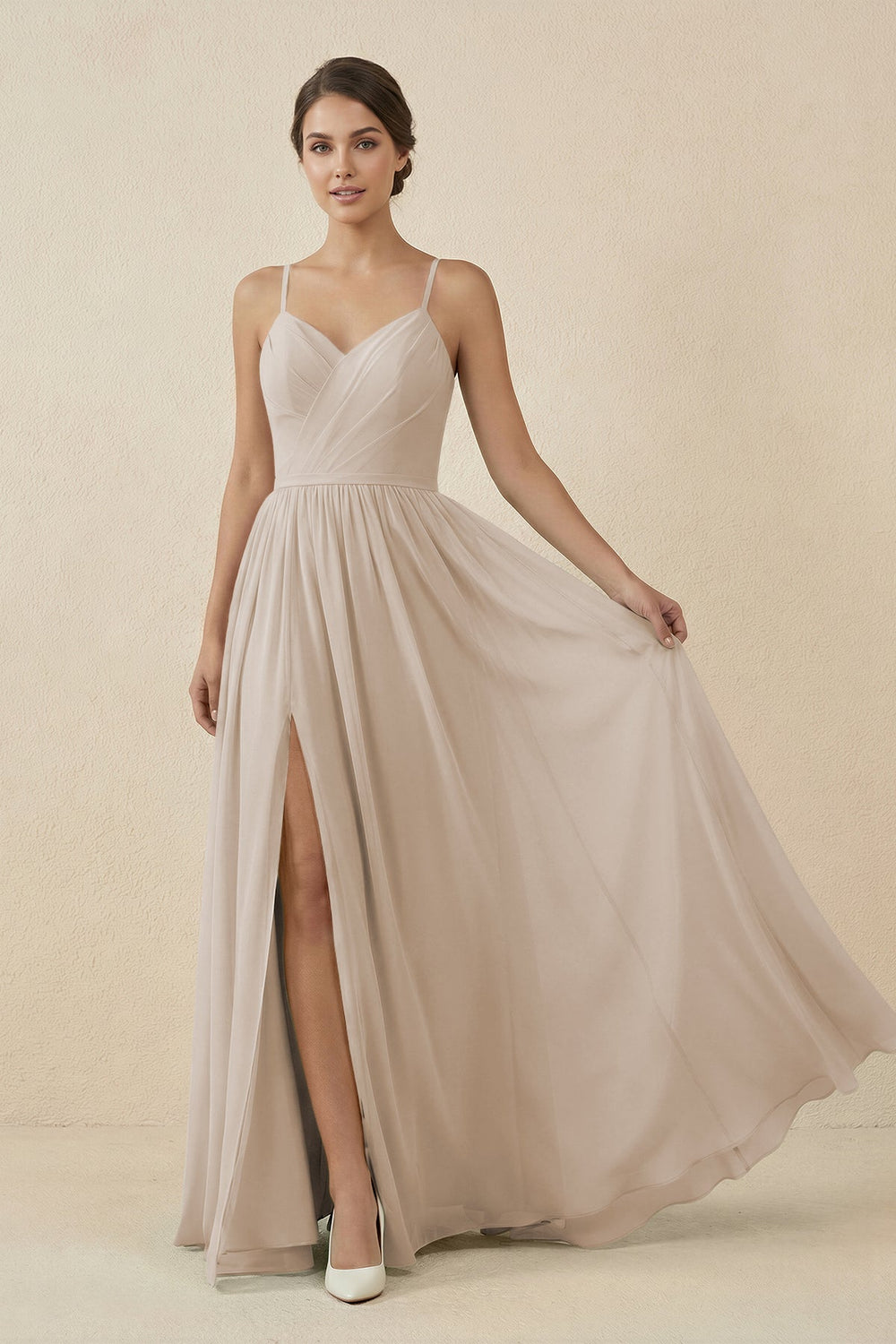 Sweetheart A - Line Chiffon Bridesmaid Dress in Frost - SHE IS ME Bridesmaid Dresses