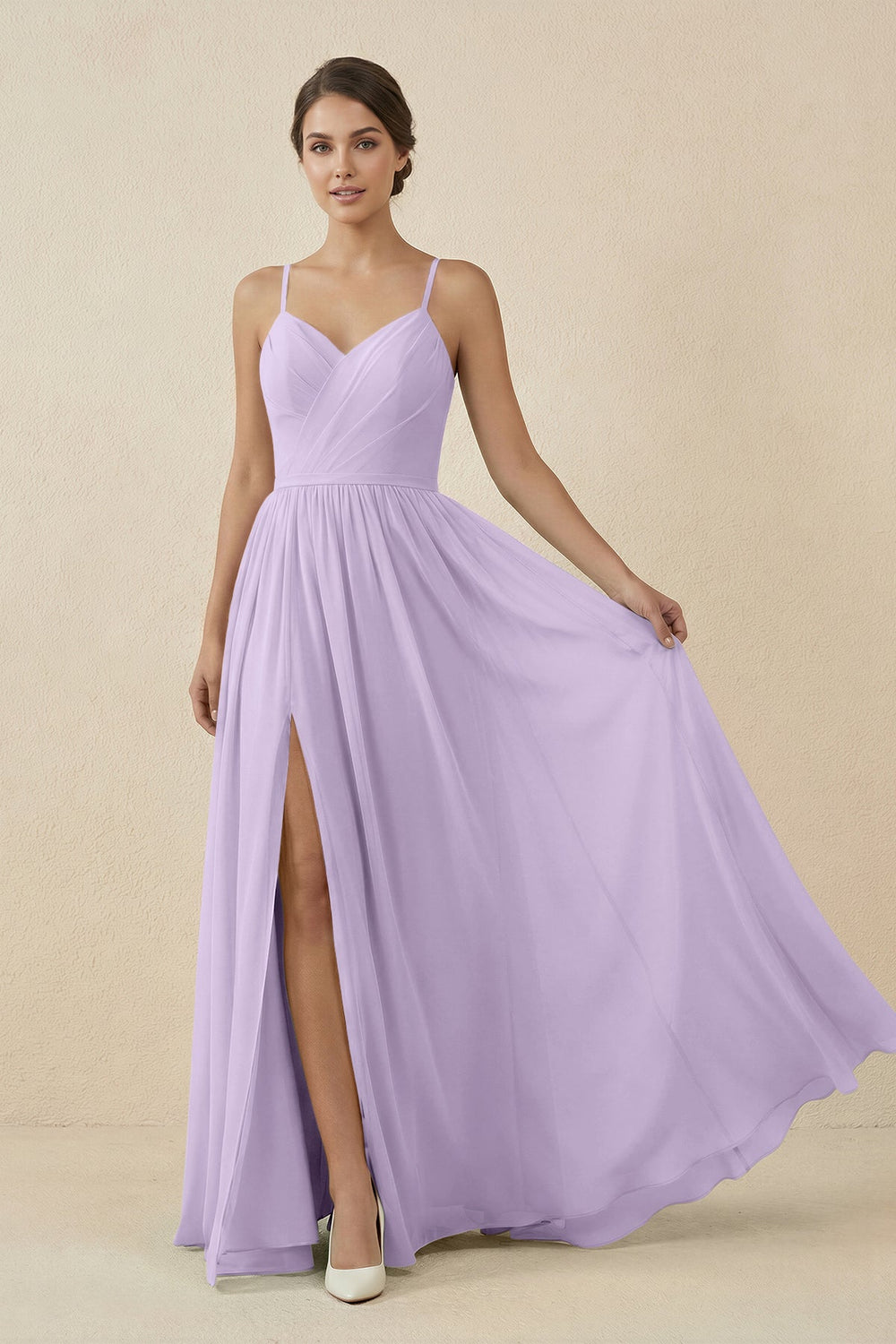 Sweetheart A - Line Chiffon Bridesmaid Dress in Lavender - SHE IS ME Bridesmaid Dresses