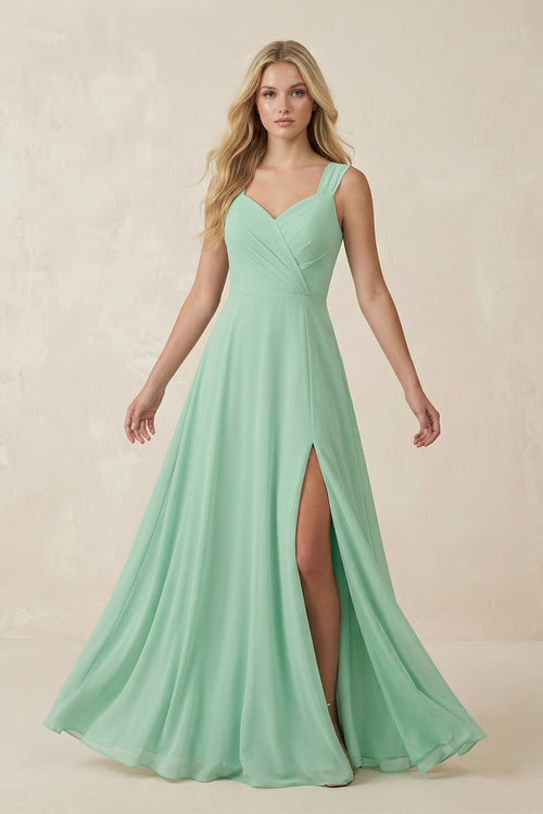 Sweetheart A - Line Chiffon Long Bridesmaid Dress - SHE IS ME Bridesmaid Dresses