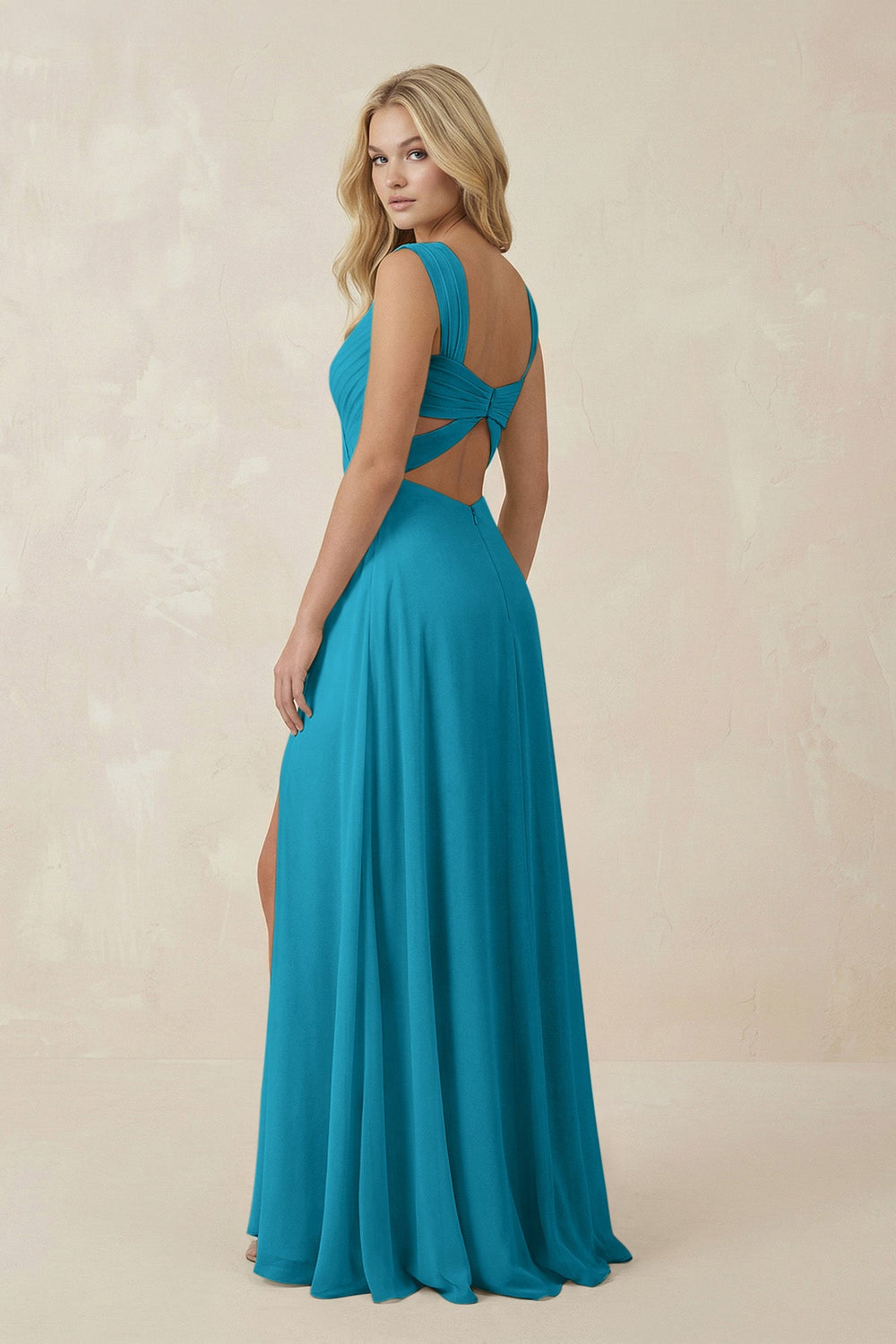Sweetheart A - Line Chiffon Long Bridesmaid Dress in Blue Jay - SHE IS ME Bridesmaid Dresses