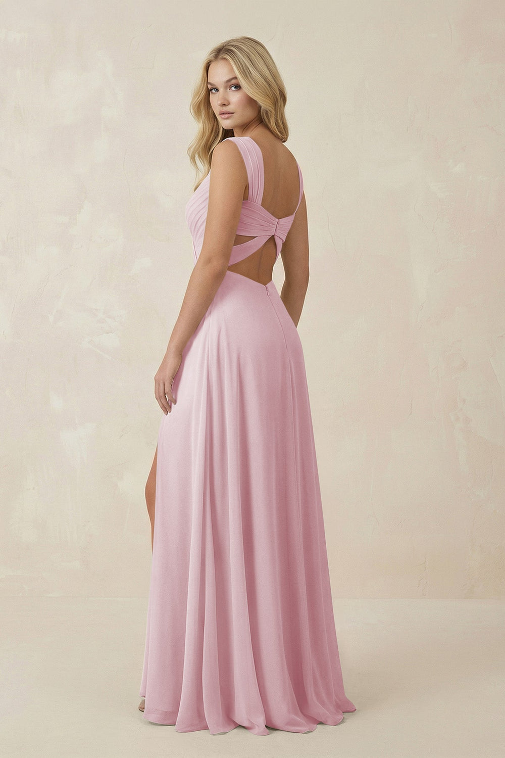 Sweetheart A - Line Chiffon Long Bridesmaid Dress in Candy Pink - SHE IS ME Bridesmaid Dresses