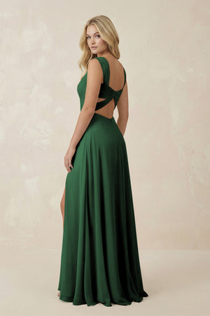 Sweetheart A - Line Chiffon Long Bridesmaid Dress in Dark Green - SHE IS ME Bridesmaid Dresses