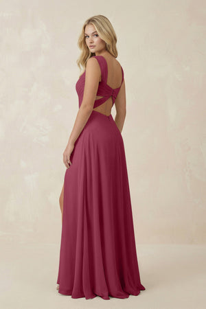 Sweetheart A - Line Chiffon Long Bridesmaid Dress in Desert Rose - SHE IS ME Bridesmaid Dresses
